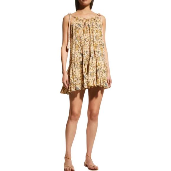 Ulla Johnson Trula Tie Shoulder Mini Dress Coverup In Citrus Size Medium - Picture 3 of 15